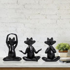 Suoedd Black Frog Yoga Figurines 3 Pcs,Modern Decor for Shelf,Desk,Office - Image 6
