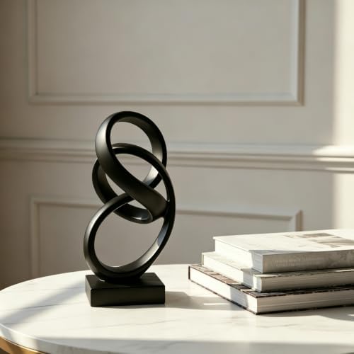 10" Modern Abstract Ribbon Decorative Sculpture, Knot Sculptures,Home Decor,Coffee Table Statues,Dining Living Room Desk Decor（Black） - Image 4