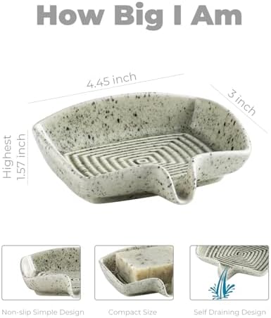 Zoeeker Self Draining Soap Dish, Ceramic Drain Soap Holder Waterfall Design - Image 2