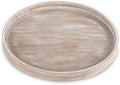 Hanobe Round Decorative Tray for Coffee Table Decor, Weathered White Finish by Hanobe