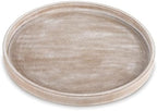 Hanobe Round Decorative Tray for Coffee Table Decor, Weathered White Finish by Hanobe