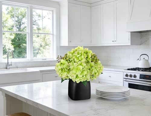 Briful Artificial Green Hydrangea Arrangement, Matte Black Vase Centerpiece - Image 6