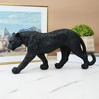 Cheetah Statue Black Panther Leopard Resin Big Cat Sculpture Modern Home Decor Realistic Leopard Sculpture Gift for Home Office Table Top Desktop Decoration 15.5" L X 6.9" H - Image 5