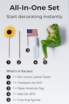 Frog Figurine, Patriotic Resin Frog Statue with Flag, Shelf Decor for Living Room Desk Office, Funny Frog Outdoor Decor for Yard Patio Porch and Lawn, Garden Frog Gifts for Women and Men - Image 4