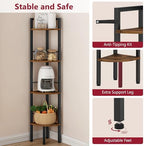 Tajsoon Corner Shelf Stand 4 Tier 48.5" with Metal Frame, Rustic Brown - Image 5