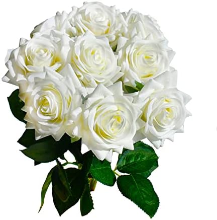 Mandy's Artificial 10 Stems Silk White Rose by Mandys