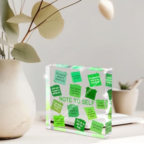 Motivational Office Decor - 4x4 inch Acrylic Sign, Green Desktop Decoration, Printed with Motivational Quotes, Perfect Wellness Gift for Positive Workspace, Gift for Women - Image 6