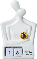 for Couples & Parents, Modern Ceramic Couple Sculpture with Fixed Gold Heart, Abstract Embrace Figurine Displays Anniversary Years 01-98, Wedding Home Decor, 7.3 Inch by GJFASGF
