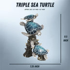 Triple Sea Turtle Statue – Ocean Decor Figurine with Coral Reef Base | Coastal Tabletop Accent in Bronze, Silver & Pacific Blue | Beach House Nautical Room Decoration (9.5" x 7.25") - Image 6