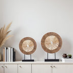 XMGZQ Wood Color Minimalist Round Statue Above Cabinet Decor Kitchen,Modern Decorative Sculpture Home Decorations for Living Room Coffee Table,Shelf Decor Items,Center Pieces Decoration - Image 2