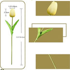 ONLY ART Artificial Light Yellow Tulips 20 Pcs – 13.5 Inch PU Faux Flowers with Bendable Stems for Home Décor, Wedding Centerpieces, DIY Floral Arrangements, New Year and Valentine's Day - Image 2