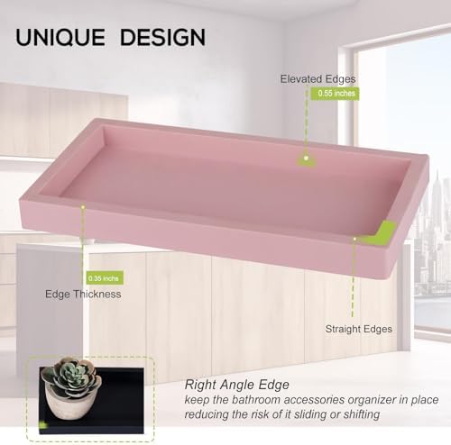 Silicone Bathroom Vanity Tray Dish Soap Holder Sink Organizer, Pink - Image 5