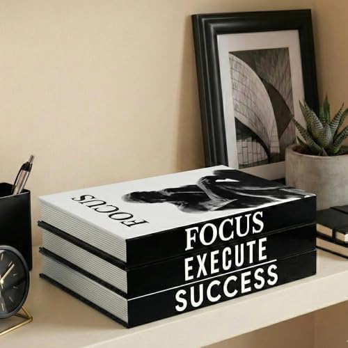 Motivational Decorative Books Set of 3 - Faux Books for Home Office Decor by UpstartDecor