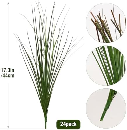 Ttranewsoo Artificial Grass Plants for Outdoor Planters, 24 Pcs 16.5 Inch Dark Green Fake Tall Grass, Faux Outdoor Plants and Greenery for Porch Pots, Patio, Garden, Entryway and Home Decor - Image 3