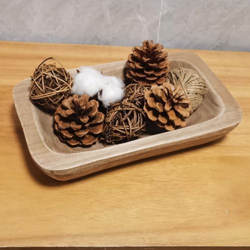 Wooden Dough Bowl Decor, Vintage Wooden Bowl Hand Carved Home Decor for Dining Table Center, Living Room, Kitchen Decor. (10inch brown) - Image 5