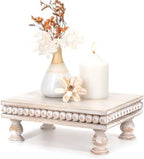 EOSAHR Wood Riser with Beaded: Pedestal Stand for Home Decor, Light Natural by EOSAHR