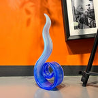 11.4" Tall Hand Blown Glass Sculpture, Murano Style Art Glass Figurine, Modern Coastal Home Decor Accent for Shelf, Table, TV Stand, Living Room Decoration - Image 3