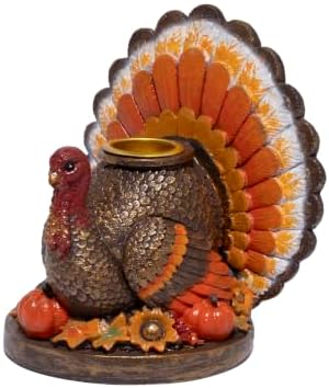 Hodao Thanksgiving Turkey Candle Holder, Resin Fall Home Decor - Image 5