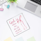 Pink Bow Room Decor, Inspirational Bible Verse Quotes, Christian Gifts for Women, Coquette Aesthetic Bow Dorm Decoration, Office Decor for Women, Acrylic Office Desk Accessories Decoration-Psalm 46:5 - Image 4