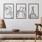 CHENGU 3 Pieces Metal Minimalist Abstract Woman Wall Art Line Drawing Wall Art Decor Single Line Female Home Hanging for Kitchen Bathroom Living Room - Image 3