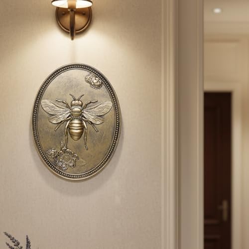Newinhome Vintage Bee Wall Sculpture, Antique Wall Decor, Hanging Decoration with Embossed Bee Design, Vintage Decoration for Living Room, Bedroom and Hallway, Housewarming Gift - Image 4