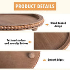 HPC DEC R OUR HAPPY PLACE 12in Round Wood Beaded Tray - Brown, Distressed Finish - Farmhouse Boho Style - Decorative Tray for Living Room, Coffee Table, Kitchen Table or Serving Tray - Image 6