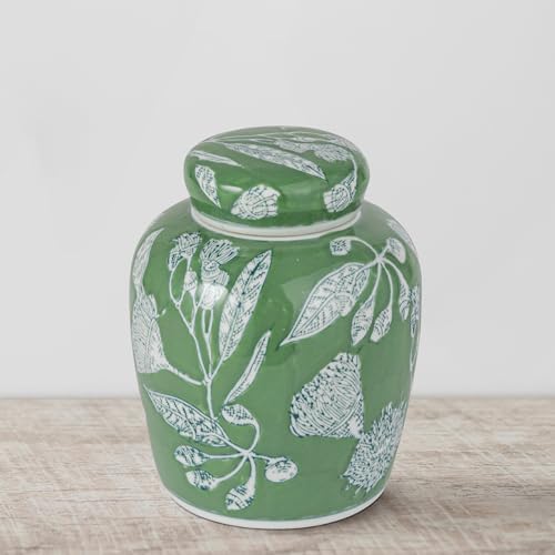 Creative Co-Op Decorative Ceramic Ginger Jar with Lid, Green - Image 6