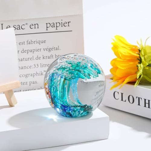 Qianwei Ocean Waves Hand Blown Glass Decor Crystal Ball Sea Figurines Gifts - Image 6