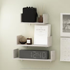 Furinno Rossi Bedroom Decor Wall Mounted Floating Display Shelves with Invisible Brackets, Set of 3, Marble White - Image 2