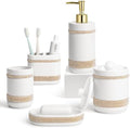RQYIXI Ceramic Bathroom Accessories Set,White,5 Piece,Rhinestone Design by RQYIXI