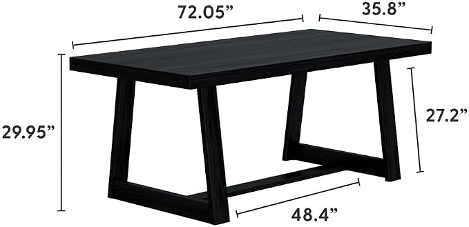 Plank+Beam 72 Inch Farmhouse Dining Table, Solid Wood Rustic Kitchen Table - Image 2