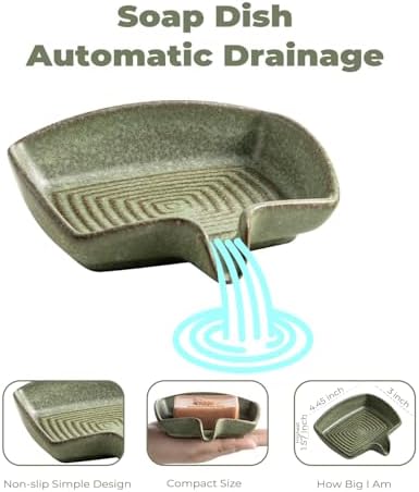 Zoeeker Self Draining Soap Dish, Ceramic Bar Soap Holder with Drainage - Image 2
