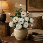 Artificial Peony Flowers, White,4PCS, 31.5'' Long Stem - Image 3