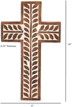 NIRMAN Mango Wood Religious Catholic Cross Wall Hanging Floral Carvings Living Room Home Décor for Entryway Office Living Room (10" x 6" x 0.75") - Image 6