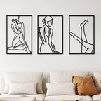CHENGU 3 Pieces Metal Minimalist Abstract Woman Wall Art Line Drawing Wall Art Decor Single Line Female Home Hanging for Kitchen Bathroom Living Room - Image 7