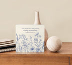 Ku-Dayi Blue and White Flowers Bible Verse Wooden Box Sign, Scripture Christian Wood Box Decorations for Church Home, His Mercies Are New Every Morning Wooden Block Plaque Desk Shelf Decor 5x5 Inch - Image 5