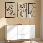 CHENGU 3 Pieces Metal Minimalist Abstract Woman Wall Art Line Drawing Wall Art Decor Single Line Female Home Hanging for Kitchen Bathroom Living Room - Image 5