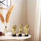 aboxoo 3 Pcs Thinker Statue, Silence is Gold Abstract Resin Art Figurines - Image 6