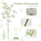 3Pcs Artificial Wildflowers White Long Stem Faux Silk Flowers for Tall Vase - Image 2