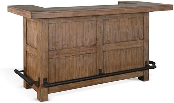 Pemberly Row 80" Farmhouse Wood Home Bar Unit, Stemware Rack, Wine Storage - Image 5