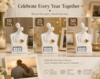 for Couples & Parents, Modern Ceramic Couple Sculpture with Fixed Gold Heart, Abstract Embrace Figurine Displays Anniversary Years 01-98, Wedding Home Decor, 7.3 Inch - Image 3