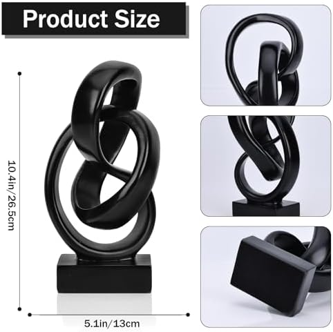 Abstract Black Knot Sculpture, Geometric Decor, Black Decorative Piece for Living Room Coffee Table or Bookshelf Top, Office Coffee Table or Entryway Console Decor. - Image 6