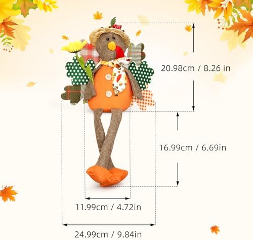 Lovinland 2 Pack Stuffed Animal Turkey Doll Thanksgiving Table Decoration - Image 6