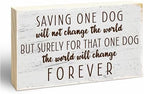Dog Theme Wooden Block Sign - Saving The Dog Change The World - Rustic 5"X3" Pine Wood Plaque, Home & Garden Decor, Housewarming Gift For Friends, Desk & Tabletop, Shelf Accessories - A16 by EXW