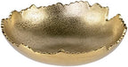 Red Co. 8.75” Gold Moon Decorative, Asymmetrical Torn, Hammered Metal Centerpiece Bowl with Sculpted Edges by RedCo
