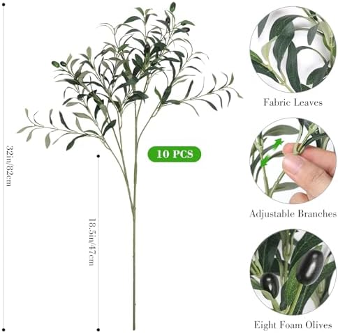 32in 10PCS Artificial Olive Branches Long Thicken Faux Tree Stems - Image 4