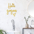 Blulu Hello Gorgeous Sign Wall Decor Wooden Words Minimalist Art, Gold - Image 6