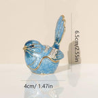 Exquisite Hand - Painted Enamel Blue Bird Trinket Box Hinged Rhinestone - Adorned Mini Jewelry Organizer for Rings & Necklaces, Ideal Classical Home Decor & Collectible Keepsake (Trinket Box-B) - Image 4