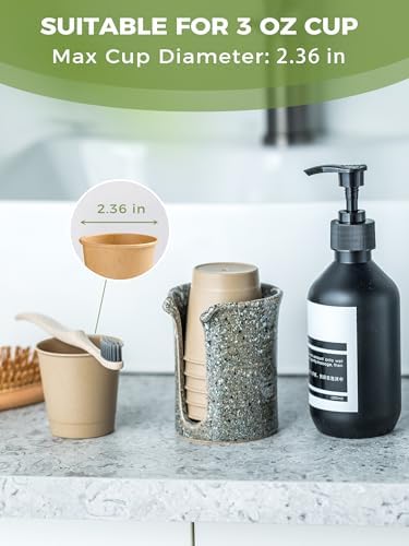 Ceramic Bathroom Cup Holder, 3 OZ Cup Dispenser for Bathroom, Gray - Image 6