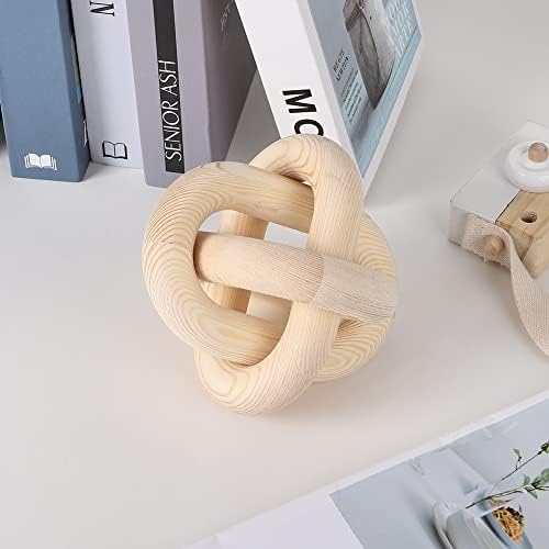 Wood Knot Chain Link Decor - 3 Link Boho Wooden Hand Carved Decorative Wooden Links Knots for Coffee Table Entryway Modern Farmhouse Shelf Decoration - Image 2